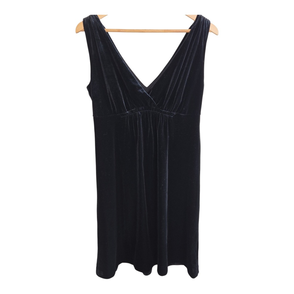 Old Navy Black Velvet V Neck‎ Sleeveless Empire Waist Dress Women Size M